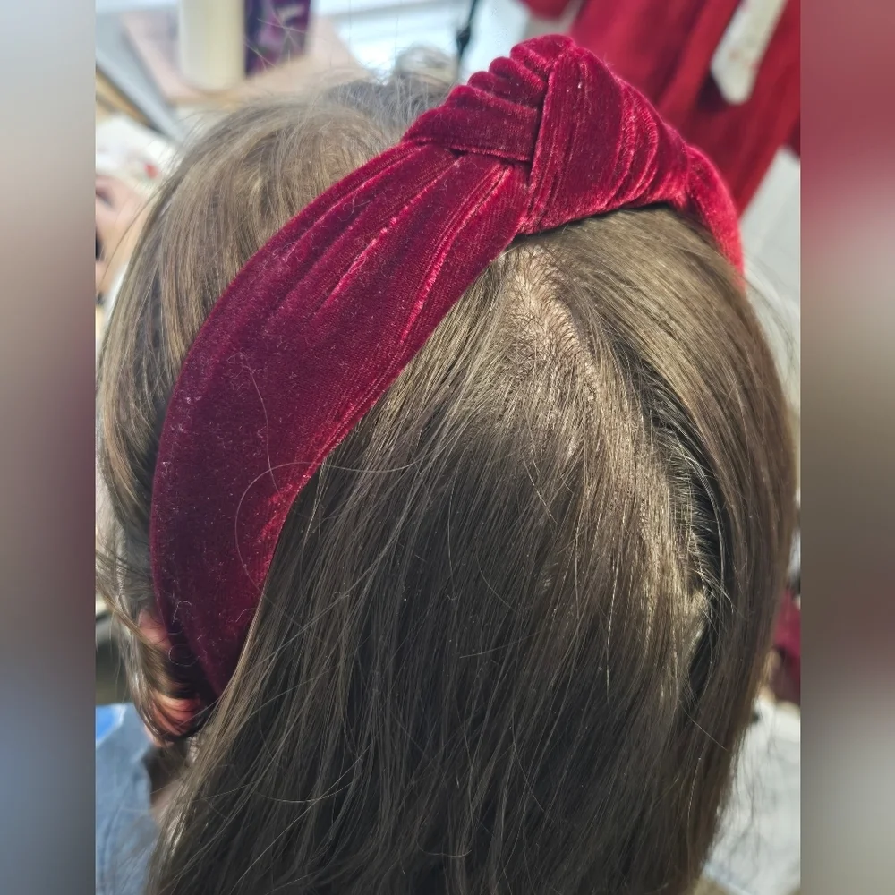LELE SADOUGHI MAROON OXBLOOD VELVET HEADBAND TOP KNOT HAIR ACCESSORY WOMEN OS